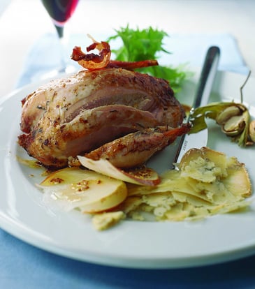 roast pheasant with ricotta and parma ham