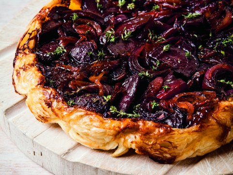 Beetroot & red onion tarte tatin