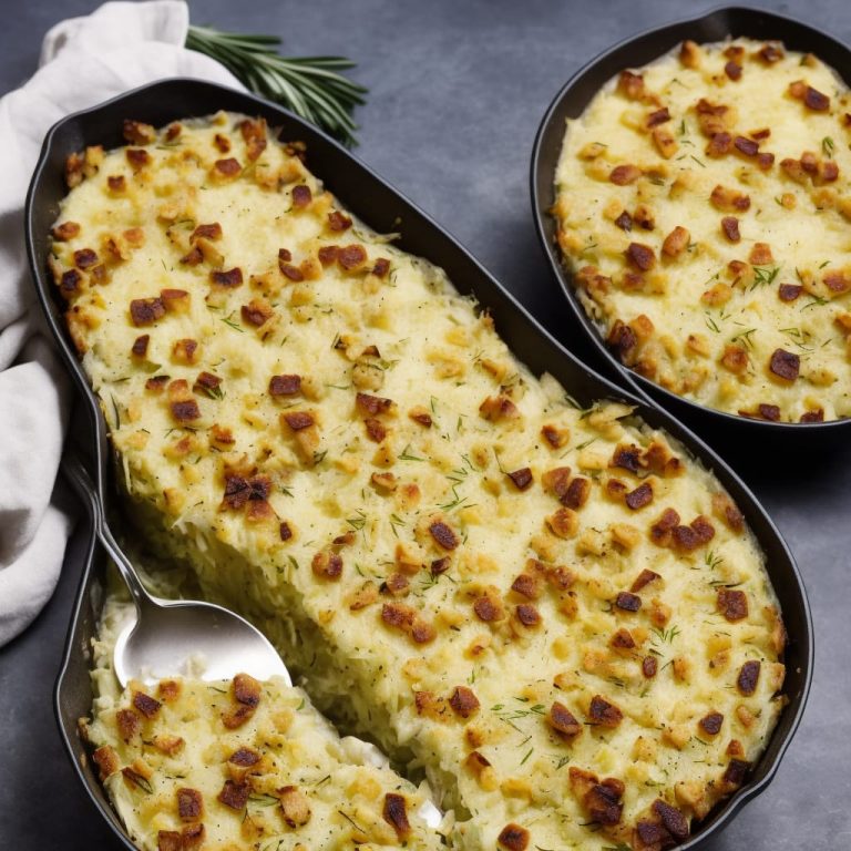 Cheesy celeriac, leek & rosemary gratin